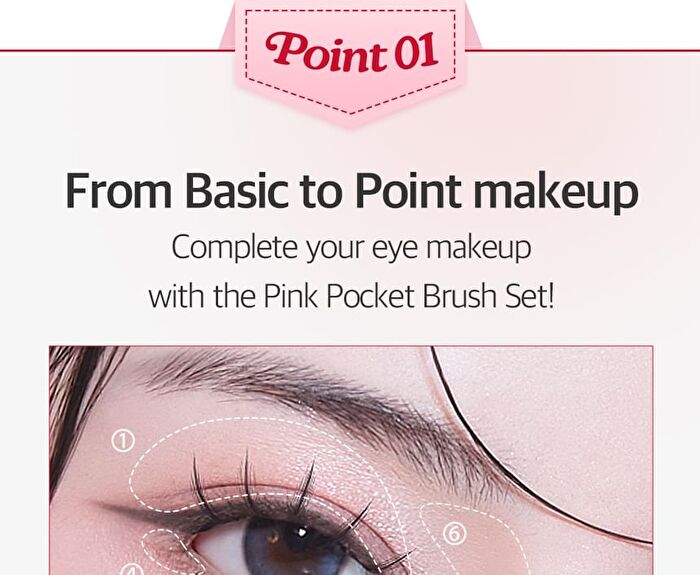 Coringco Pink Pocket Eye Brush Set - 6 pcs