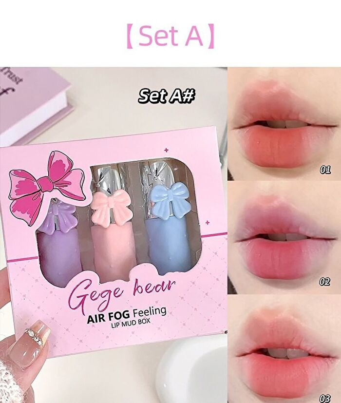 Set of 3: Air Fog Feeling Lip Mud Box A - #A