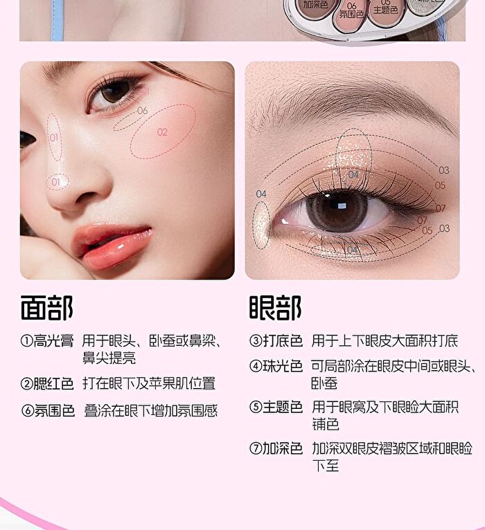 Veecci Artist 7-Color Eyeshadow Palette - 3 Types - D03# Cinnamon Choco - 6.5g