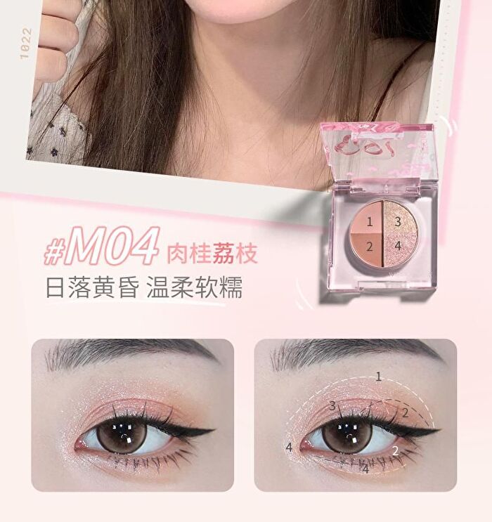 Veecci Mini 4-Color Eyeshadow - 4 Types - M02# Maple Mocha - 2.2g