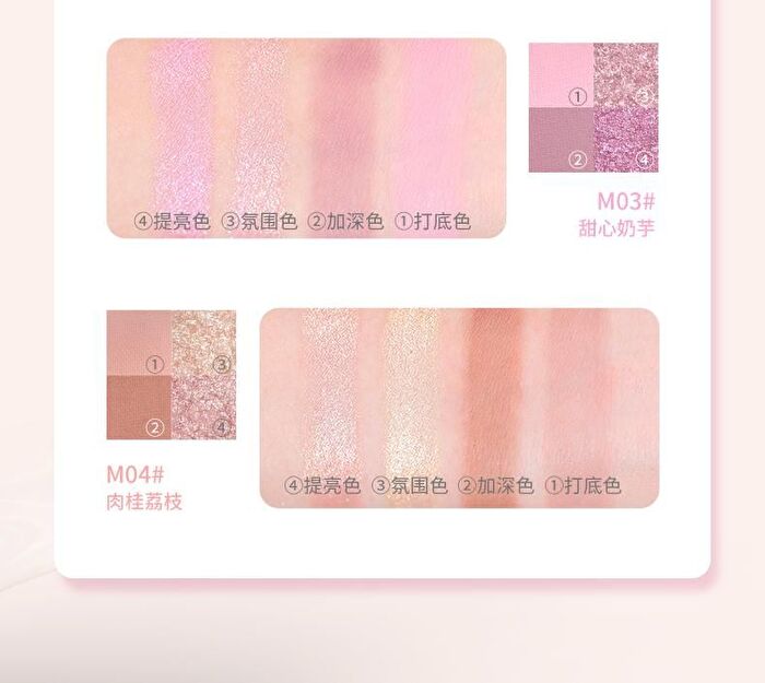 Veecci Mini 4-Color Eyeshadow - 4 Types - M04# Cinnamon Lychee - 2.2g