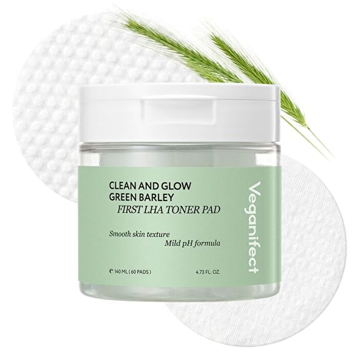 Clean And Glow Green Barley First LHA Toner Pad - 60 pads