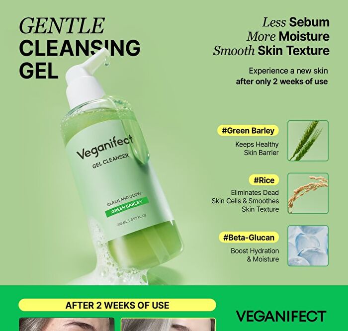 Clean And Glow Green Barley Gel Cleanser - 205ml