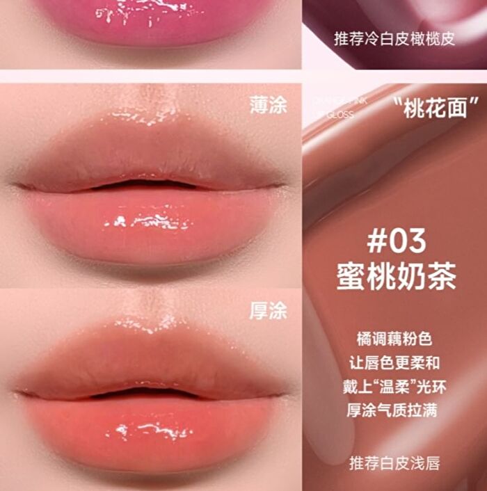 Mirror Watery Lip Gloss - 5 Colors - 03# Milk Tea Dusty Rose - 5g