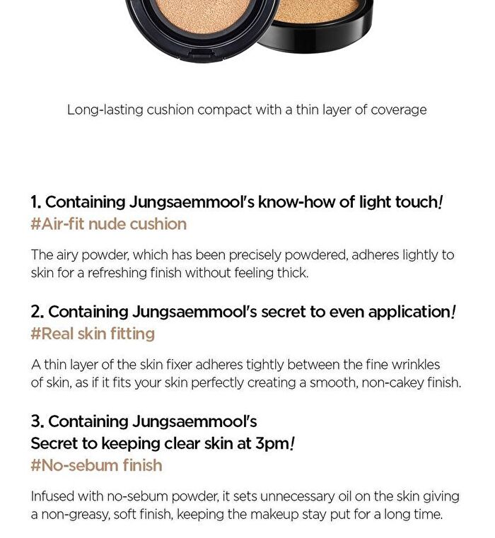 Jung Saem Mool Essential Skin Nuder Long Wear Cushion - 6 Colors - 2025 Version - #19 N-Light