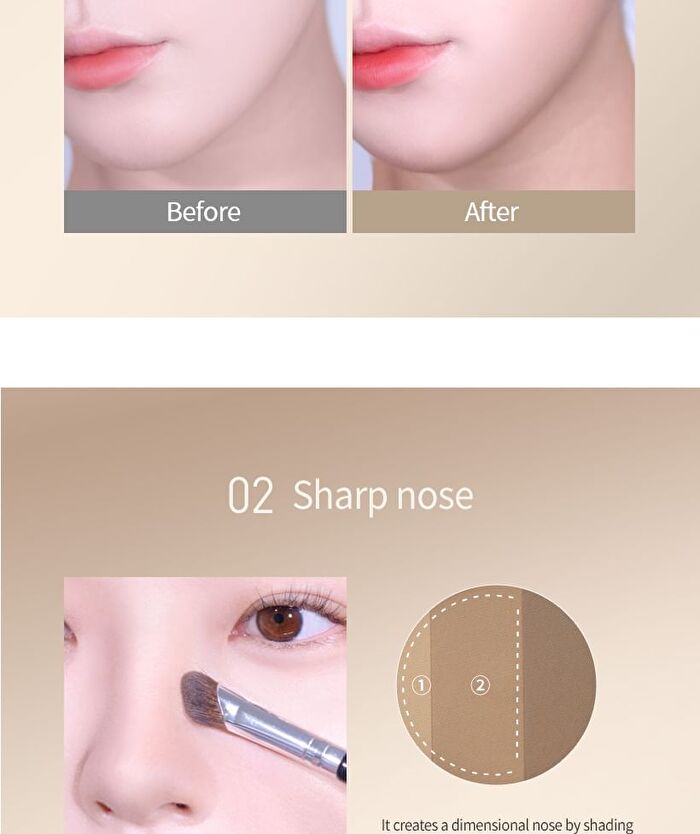 Mqny Fake Up 3 Color Shading & Brush Set- 3 Types - Beige Brown