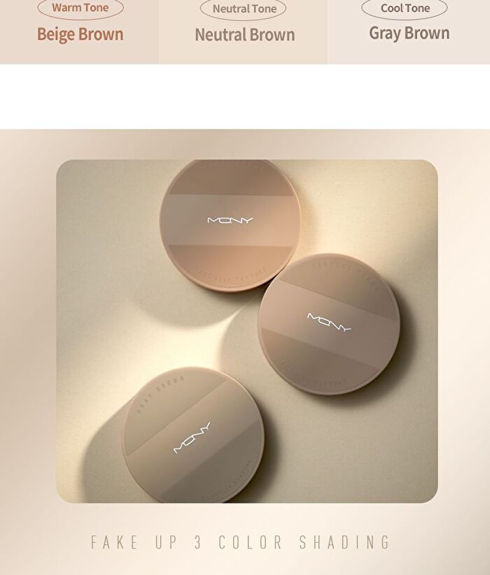 Mqny Fake Up 3 Color Shading & Brush Set- 3 Types - Beige Brown