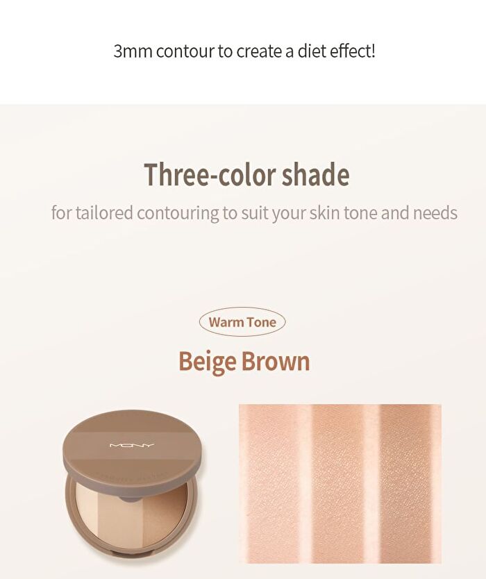 Mqny Fake Up 3 Color Shading & Brush Set- 3 Types - Beige Brown