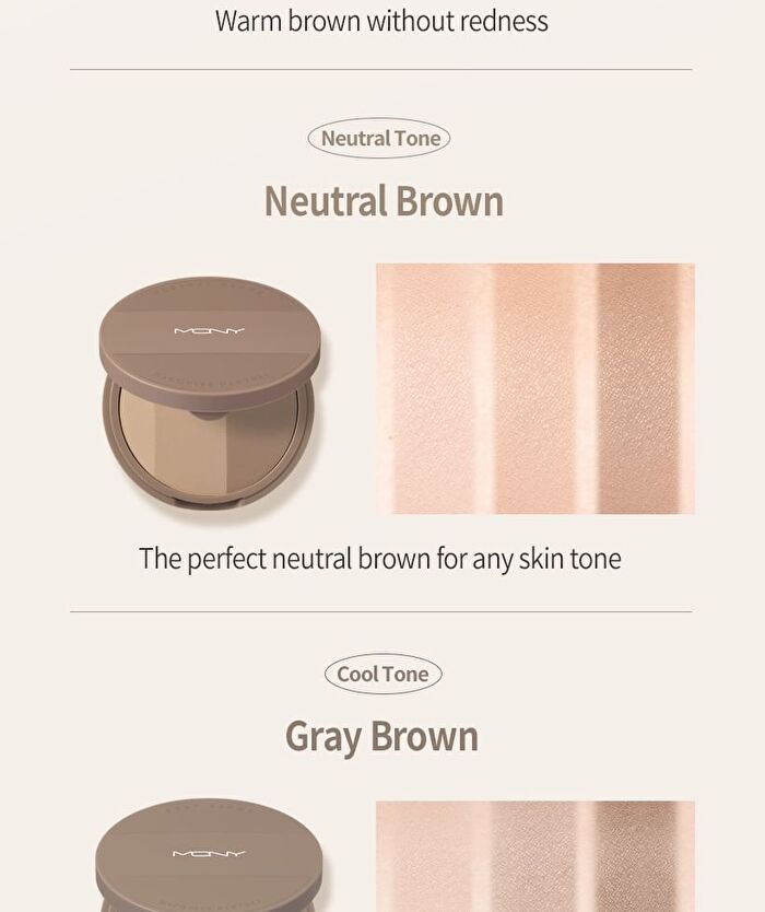 Mqny Fake Up 3 Color Shading & Brush Set- 3 Types - Beige Brown