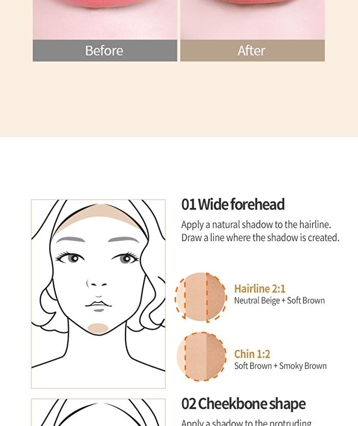 Mqny Fake Up 3 Color Shading & Brush Set- 3 Types - Neutral Brown
