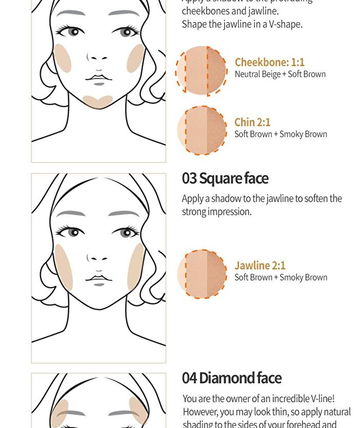 Mqny Fake Up 3 Color Shading & Brush Set- 3 Types - Neutral Brown