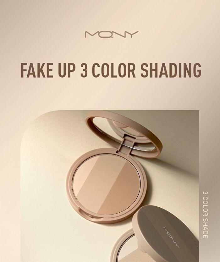 Mqny Fake Up 3 Color Shading & Brush Set- 3 Types - Neutral Brown