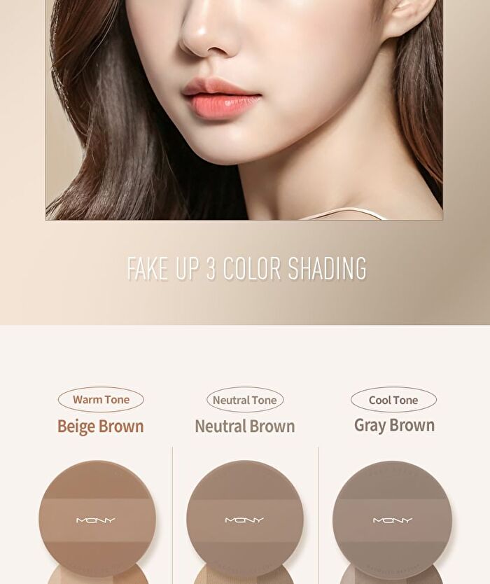 Mqny Fake Up 3 Color Shading & Brush Set- 3 Types - Neutral Brown