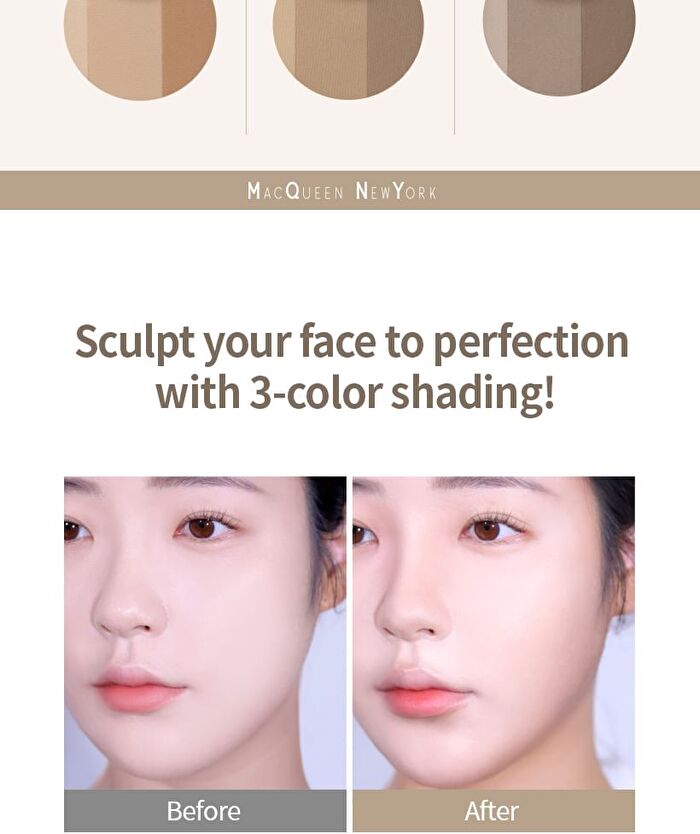 Mqny Fake Up 3 Color Shading & Brush Set- 3 Types - Neutral Brown