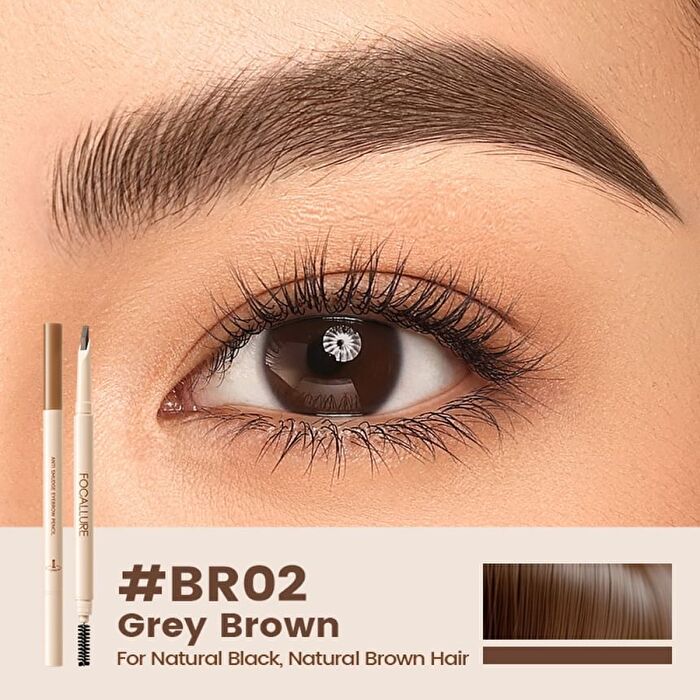 Focallure Anti Smudge Eyebrow Pencil - 3 Colors - #BR02 Grey Brown  - 0.2g