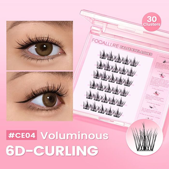 Focallure Glue-Free False Eyelash - CE04 - #CE04 6D-Curling - 30 Clusters
