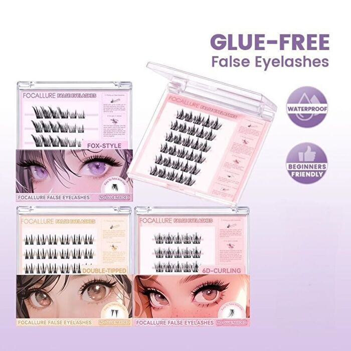Focallure Glue-Free False Eyelash - CE04 - #CE04 6D-Curling - 30 Clusters