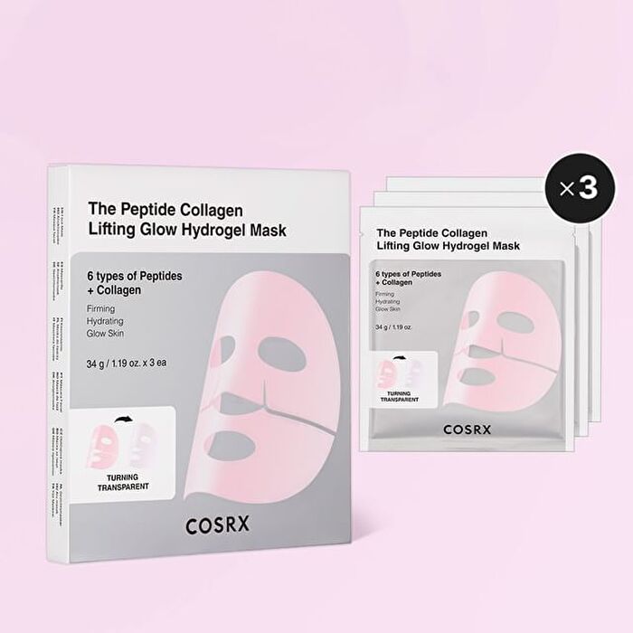 Cosrx The Peptide Collagen Lifting Glow Hydrogel Mask - 34g x 3 sheets