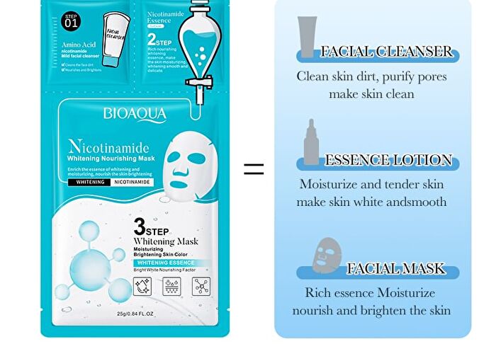Bioaqua 3 Steps Nicotinamide Whitening Facial Mask - #Mask- 1 pc