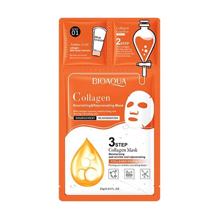 Bioaqua 3 Steps Moisturizing Anti Wrinkle and Rejuvenating Collagen Mask - #Mask - 1 pc