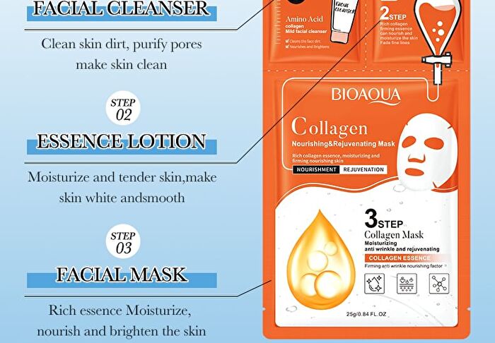 Bioaqua 3 Steps Moisturizing Anti Wrinkle and Rejuvenating Collagen Mask - #Mask - 1 pc