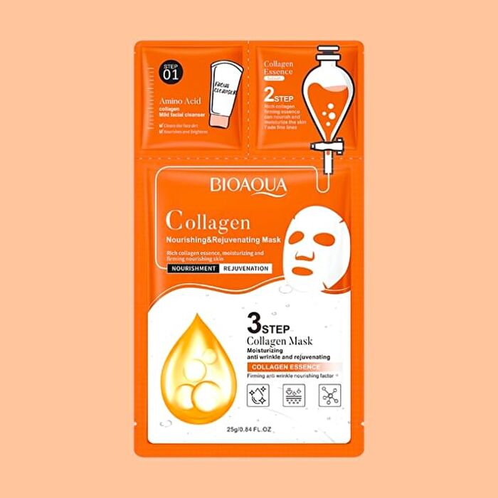 Bioaqua 3 Steps Moisturizing Anti Wrinkle and Rejuvenating Collagen Mask - #Mask - 1 pc