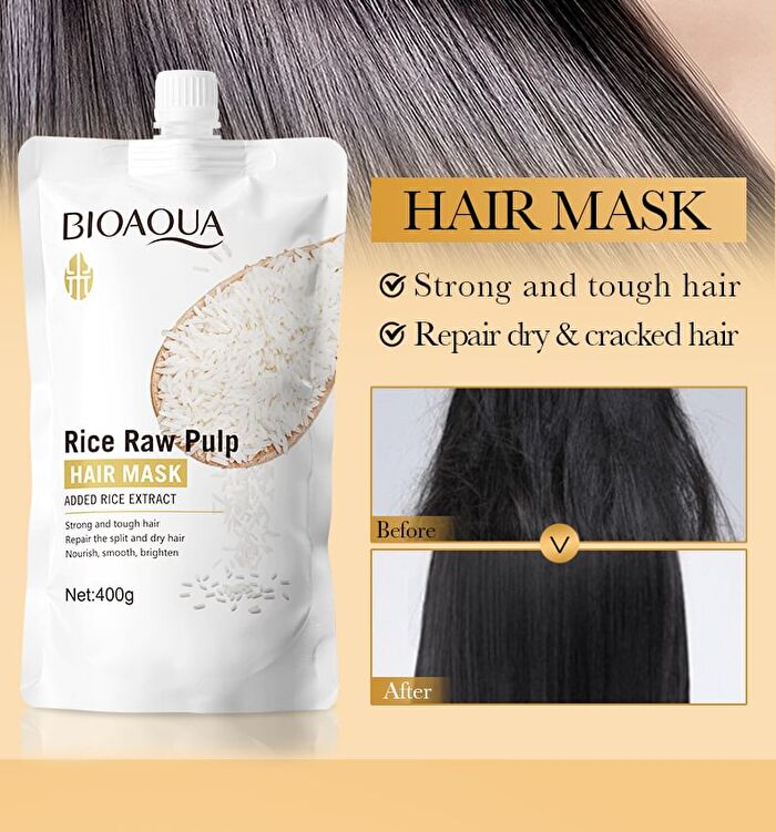 Bioaqua Rice Raw Pulp Hair Mask - #Hair Mask - 400g