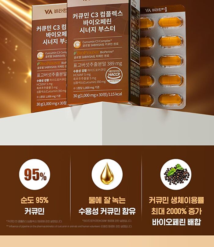 Curcumin C3 Complex Bioperine Synergy Booster - 1000mg x 30 tablets