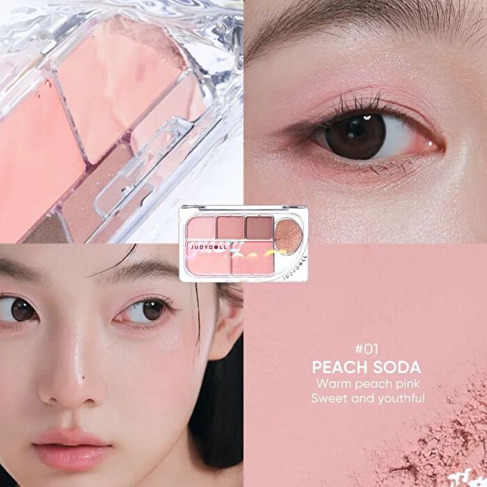 Dew-Shine 6 Color Palette (Warm Tone) - 2 Type - #01 Peach Soda  - 8g