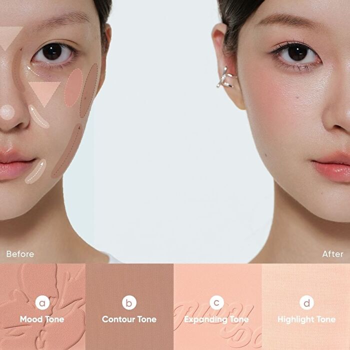 4 Color Blush & Highlight Palette (5-6) - #05 Fit Pink