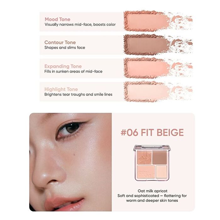 4 Color Blush & Highlight Palette (5-6) - #06 Fit Beige