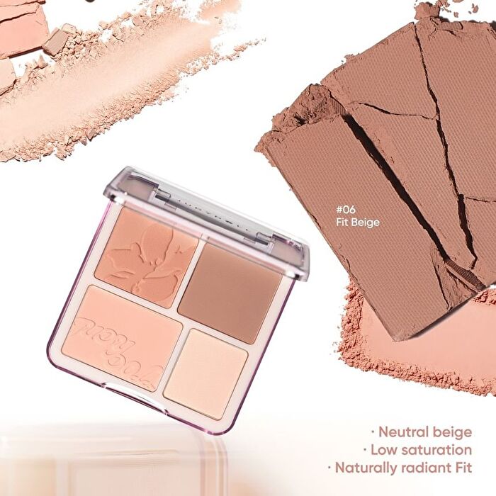 4 Color Blush & Highlight Palette (5-6) - #06 Fit Beige
