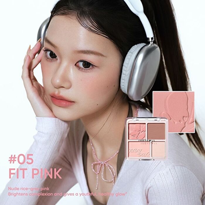 4 Color Blush & Highlight Palette (5-6) - #06 Fit Beige