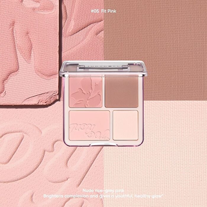 4 Color Blush & Highlight Palette (5-6) - #06 Fit Beige
