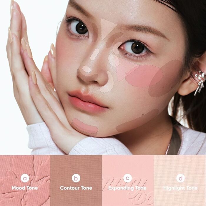 4 Color Blush & Highlight Palette (5-6) - #06 Fit Beige