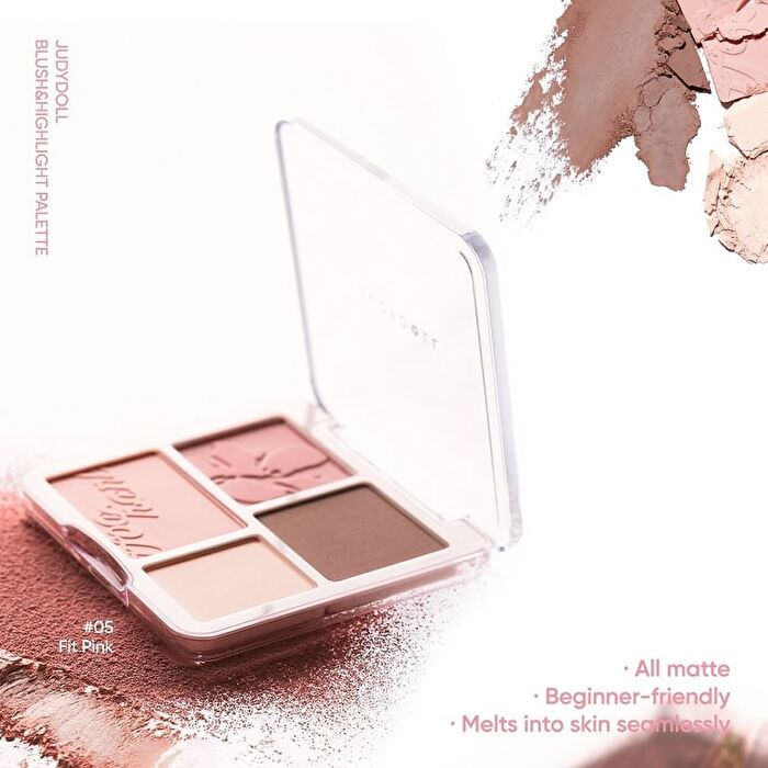 4 Color Blush & Highlight Palette (5-6) - #06 Fit Beige