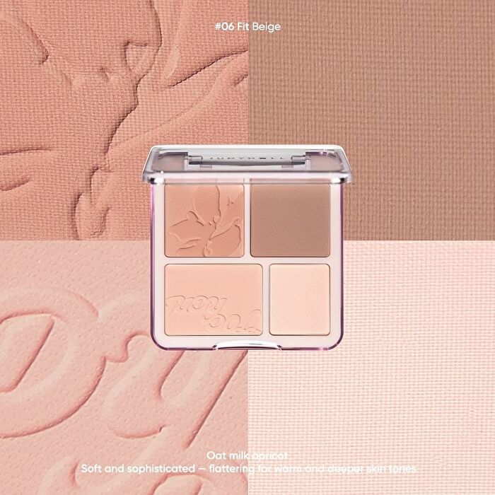 4 Color Blush & Highlight Palette (5-6) - #06 Fit Beige
