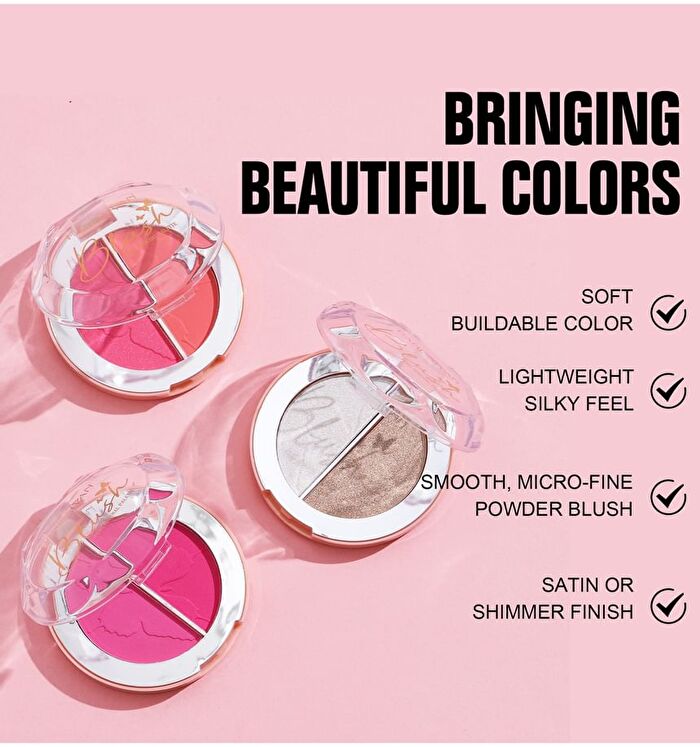Two-Tone Mineral Blush Palette - 5 Types - 02# Cherry Blossom & Coral - 6g