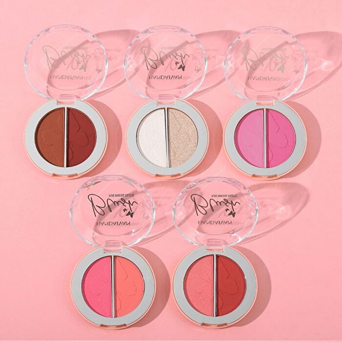 Two-Tone Mineral Blush Palette - 5 Types - 02# Cherry Blossom & Coral - 6g