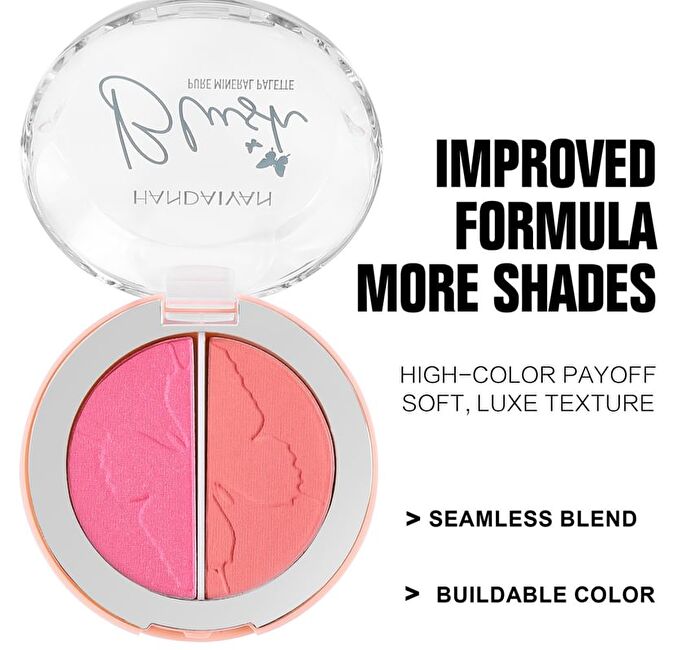 Two-Tone Mineral Blush Palette - 5 Types - 02# Cherry Blossom & Coral - 6g