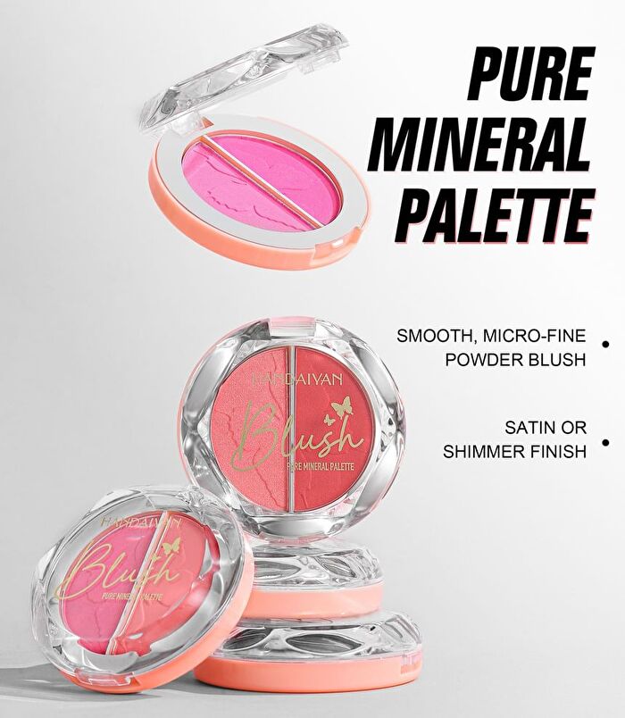 Two-Tone Mineral Blush Palette - 5 Types - 02# Cherry Blossom & Coral - 6g