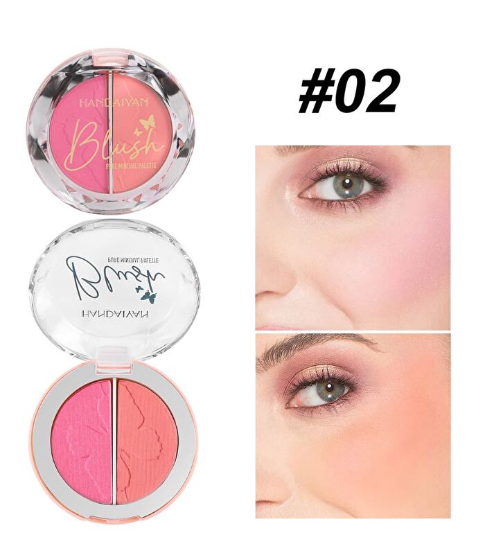 Two-Tone Mineral Blush Palette - 5 Types - 02# Cherry Blossom & Coral - 6g
