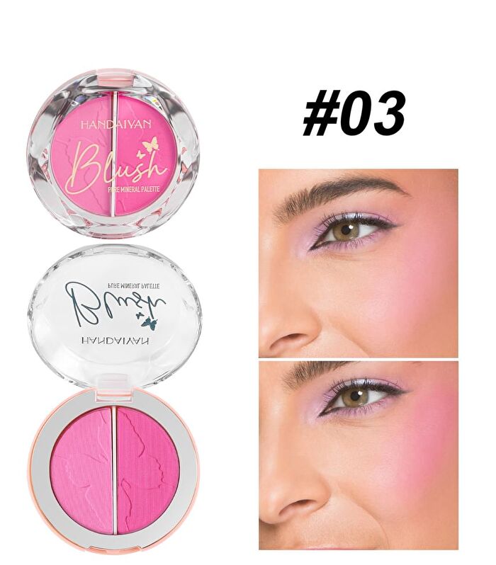 Two-Tone Mineral Blush Palette - 5 Types - 02# Cherry Blossom & Coral - 6g