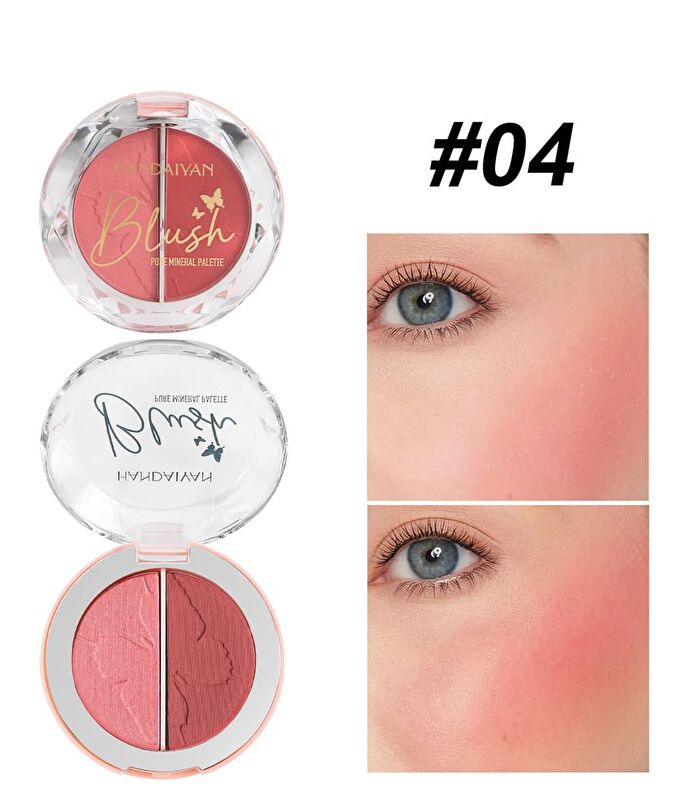 Two-Tone Mineral Blush Palette - 5 Types - 02# Cherry Blossom & Coral - 6g