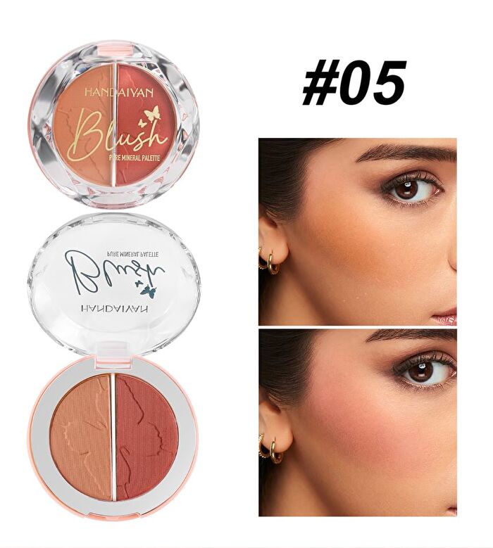 Two-Tone Mineral Blush Palette - 5 Types - 02# Cherry Blossom & Coral - 6g