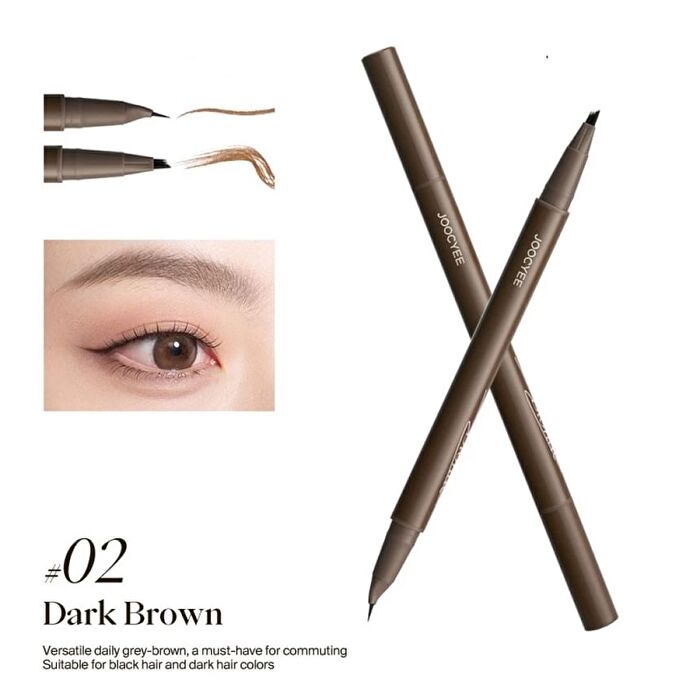 Joocyee Double Headed Eyebrow Pencil - 4 Colors - #02 Dark Brown
