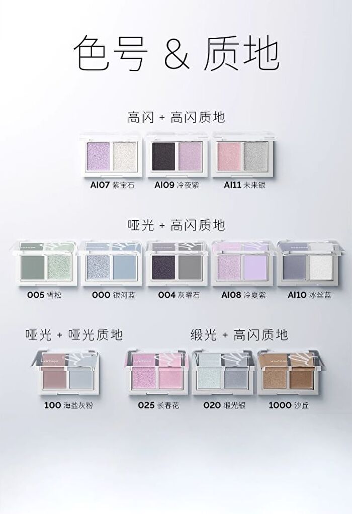 Hyntoor Icy Blue Two-Tone Eyeshadow Palette - 4 Types - AI10# Icy Blue - 3g
