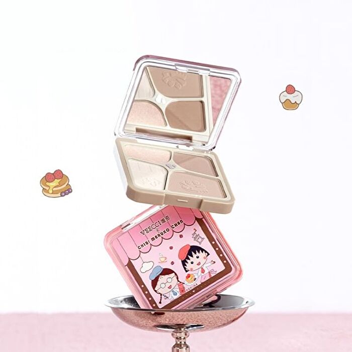 Veecci Freely Painted Highlighter & Shading Palette Chibi Maruko Chan Edition - 2 Types - Z02# Pink Gray - 8.6g