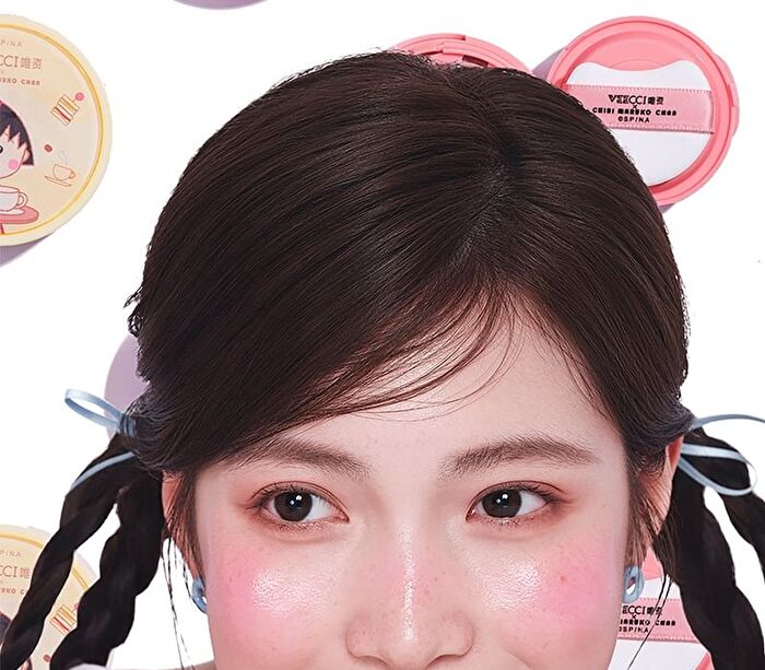 Veecci Touch Cushion Blush Chibi Maruko Chan Edition - 6 Colors - M02# Cream Apricot - 3g