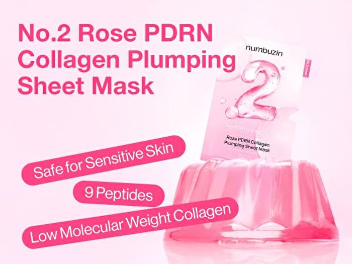 numbuzin No.2 Rose PDRN Collagen Plumping Sheet Mask 10pcs Set - 33ml x 10 sheets